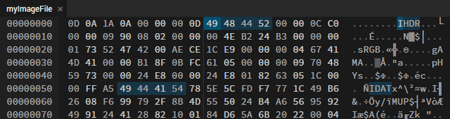 IHDR and IDAT headers in the file